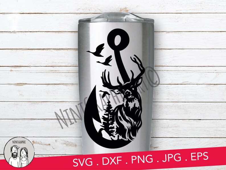 Download Deer and Fish Fish hook SVG Hunting Svg Fishing Svg eps | Etsy