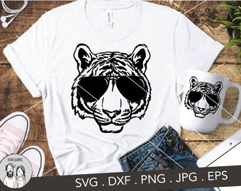 Tiger SVG, archivo svg de tigre fresco, clip art de tigre, archivo svg fresco, archivo svg de tigre, archivo de corte de tigre fresco, tigre con gafas de sol, cara de tigre lindo