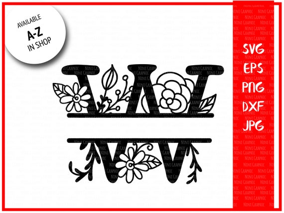 Download Monogram letter W Split letter W silhouette files SVG | Etsy