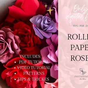 Rolled Paper ROSE Template, Rose Svg, dxf, pdf, 3D Paper Flowers, Paper Roses svg, DIY Paper Flowers,DIY flower, commercial use, tutorial