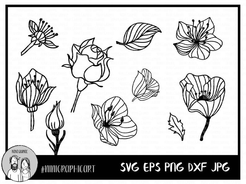 Floral SVG Files Flower SVG Files Silhouette Cameo Cricut Design Space Printable Clipart Digital Scrapbooking Cutting Files for Cricut