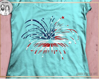 American Flag Firework SVG, DXF, EPS, png, flag, Silhouette, Cricut, Fourth of July svg, 4th of July svg, Memorial Day, Independence day svg