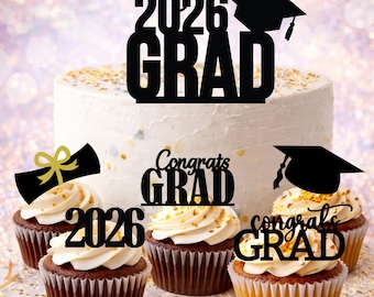 Graduation 2026 Cake Topper SVG Bundle | Class of 2026 Party Decorations | Congrats Grad Cut File PNG