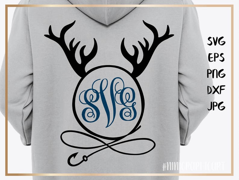 Download Hook and Antler Fishing SVG Hunting SVG monogram frame | Etsy