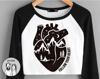 Follow Your Heart SVG, Anatomical heart svg, heart svg, camping svg, adventure svg, camping life, love camping, happy camper SVG Dxf EPS Png