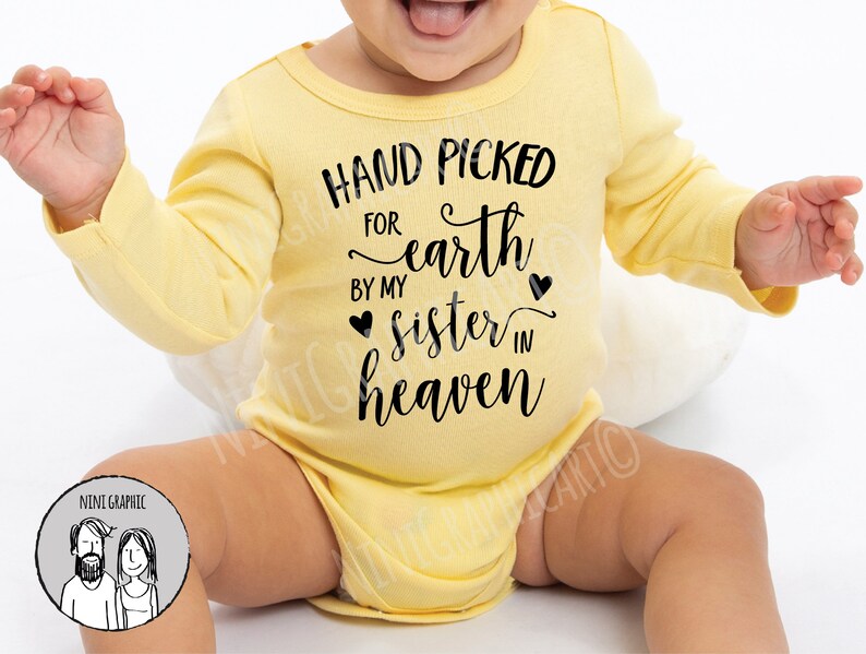 Hand picked for earth by my sister in heaven svg vector image etsy