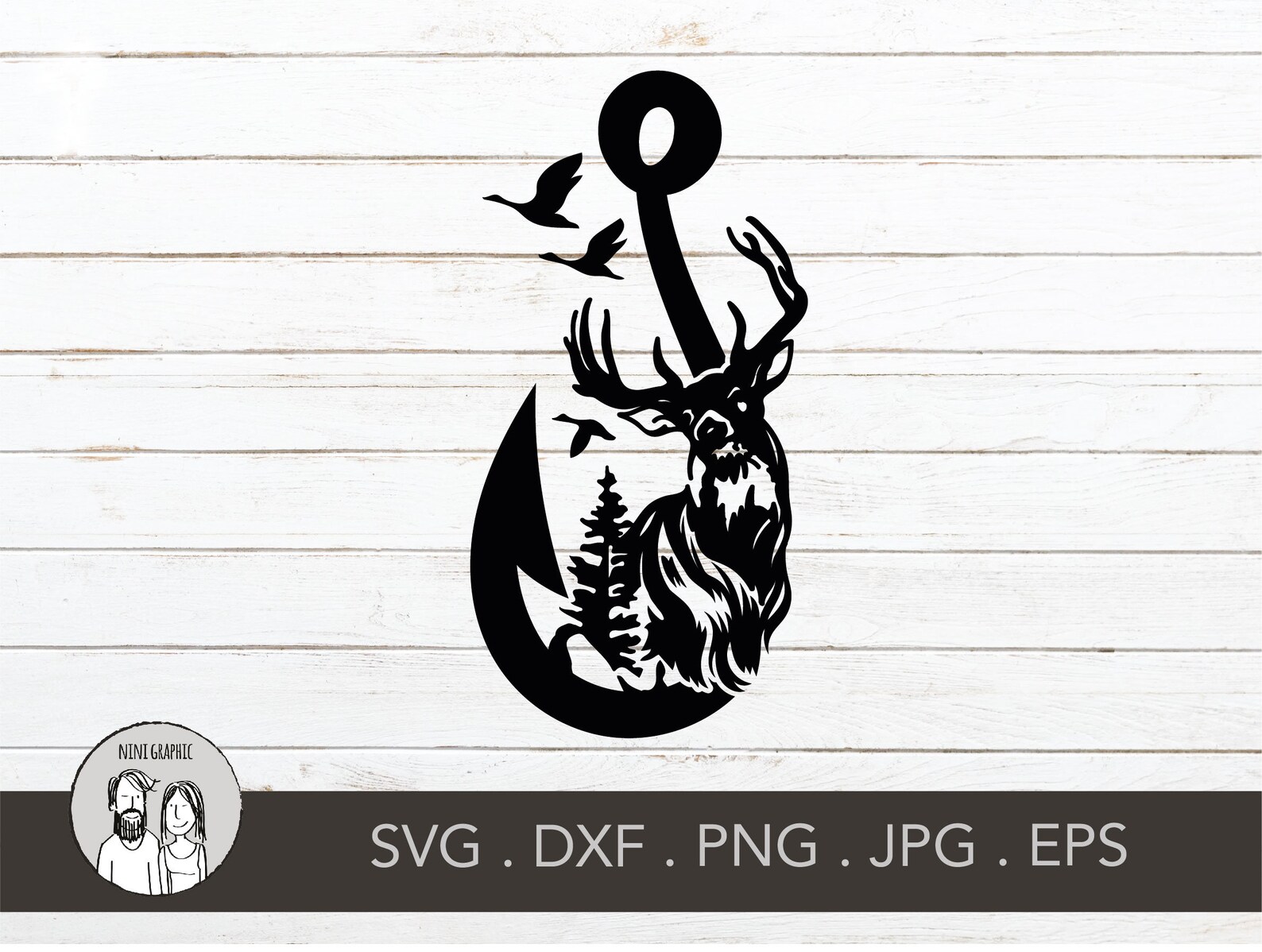 Download Deer and Fish Fish hook SVG Hunting Svg Fishing Svg eps | Etsy