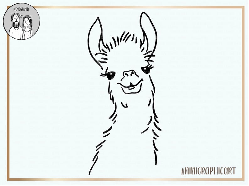 Download Llama svg funny llama svg files Hand-drawn silhouette | Etsy