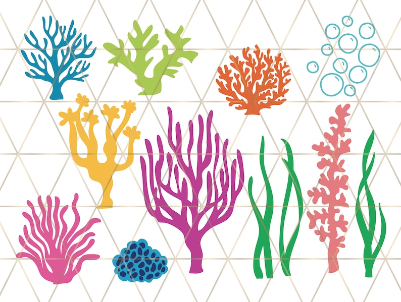 Under the Sea seaweed Coral Bubbles SVG ocean life for | Etsy