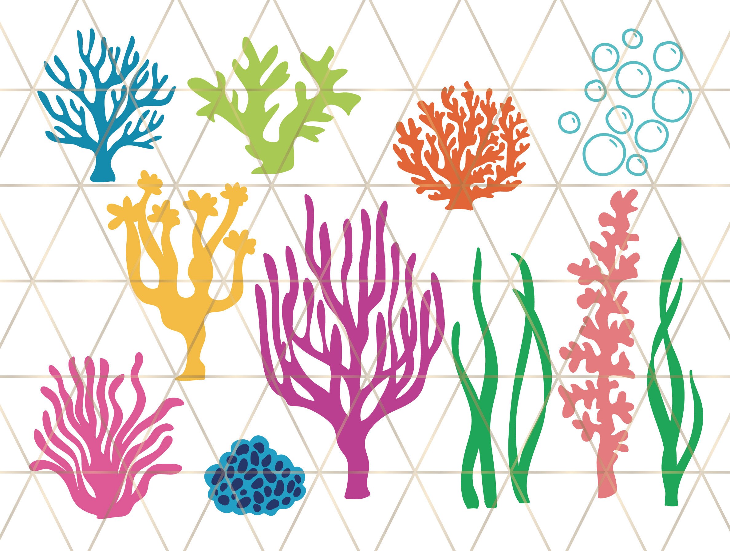 Under the Sea seaweed Coral Bubbles SVG ocean life for | Etsy