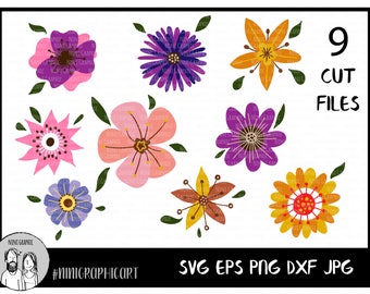 Floral SVG Files Flower SVG Files Silhouette Cameo Cricut Design Space Printable Clipart Digital Scrapbooking Cutting Files for Cricut