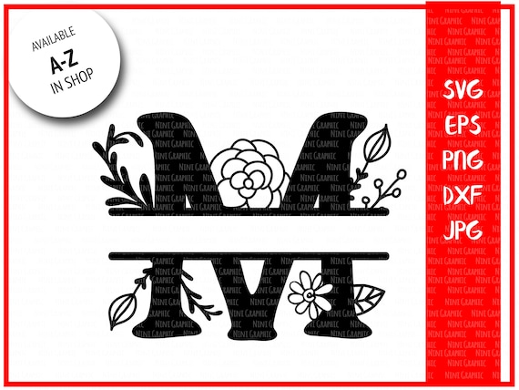 Download Monogram Letter M Split Letter M Silhouette Files Svg Etsy