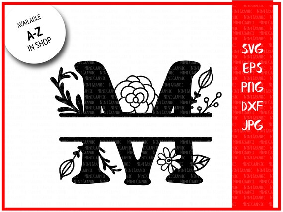 Download Monogram Letter M Split Letter M Silhouette Files Svg Etsy