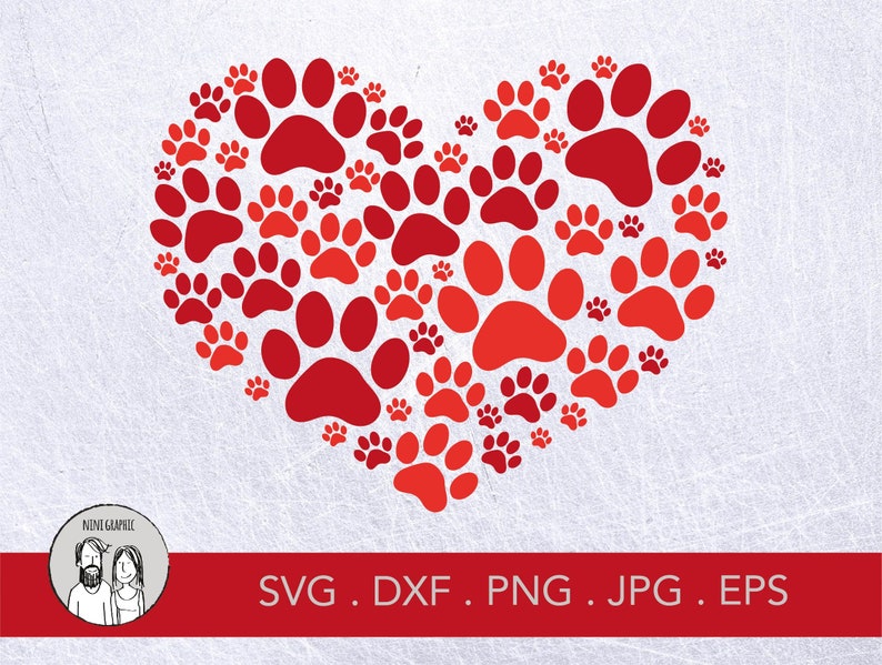 Download Paw print Heart shape SVG Heart vector Love Svg Valentines ...
