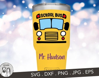 Autobús escolar SVG / School Bus Tumbler SVG, regalo school Bus Front View para conductor de autobús svg, vaso de autobús escolar svg, marco de monograma del conductor de autobús