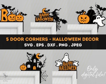 Halloween Door Corner bundle svg for cut machines, Cricut or Silhouette - Halloween Door Trim bundle - Halloween Decor laser cut file