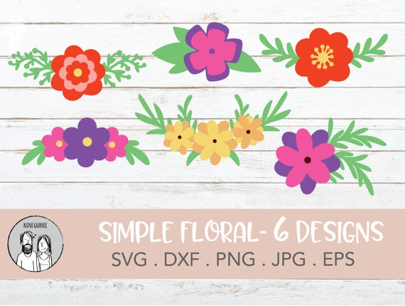 Floral SVG Files Flower SVG Files Silhouette Cameo Cricut Design Space Printable Clipart Digital Scrapbooking Cutting Files for Cricut