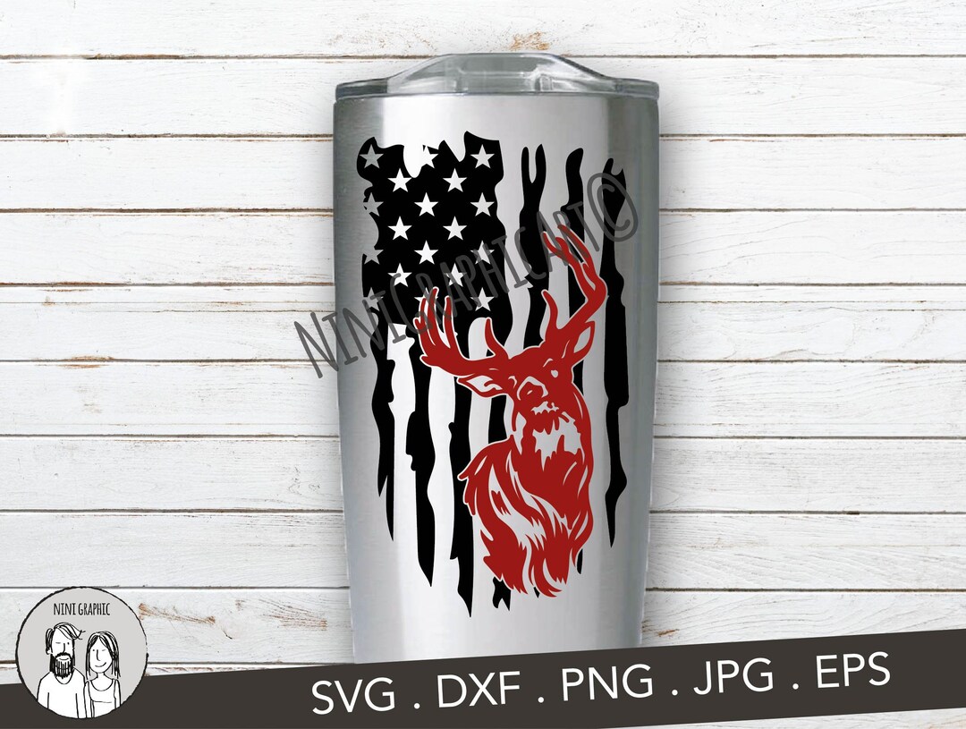 Distressed American Flag Svg, Hunting Svg, Deer Svg, Distressed Flag
