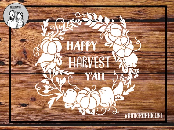 Download Happy harvest Y'all cut file Pumpkin svg Fall wreath | Etsy