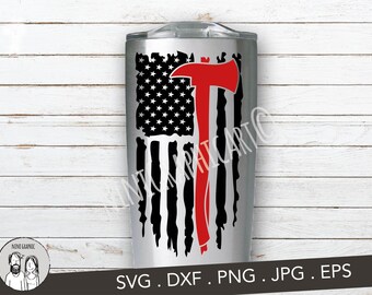 Bandera de bombero svg, Bandera de bomberos afligida Svg, Bombero Svg, Bombero Hacha USA Bandera Svg, Bandera de bomberos estadounidense Clipart
