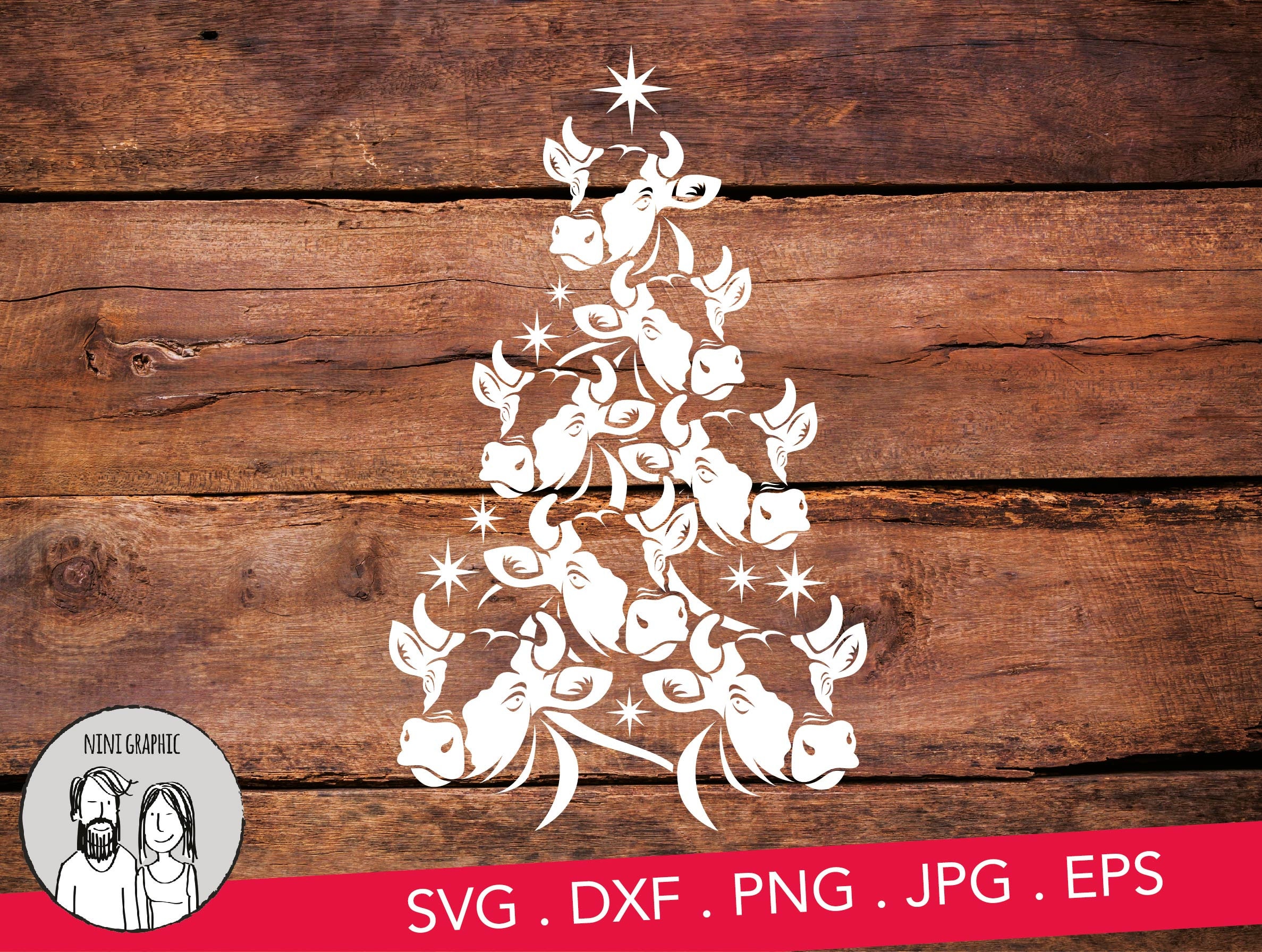 Christmas Svg, Cow Christmas Tree Svg, Christmas Stockyard Svg, Cattle ...