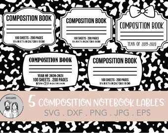 Composition Notebook Label | Label for Tumblers, shirt, decal - PNG, JPG clipart for Silhouette, Cricut, Tumbler Svg, Tumbler water-slide