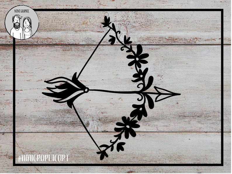 Download Floral bow and arrow svg SVG Files Silhouette Cameo Cricut | Etsy