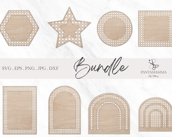 Corte SVG y patrón de ratán láser para láser y máquina de corte, Welcome Sign svg, Rattan Door Hanger svg, glowforge, patrón para letrero de madera svg