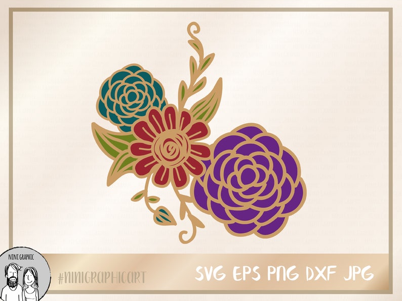 Floral SVG Files Flower SVG Files Silhouette Cameo Cricut Design Space Printable Clipart Digital Scrapbooking Cutting Files for Cricut image 1