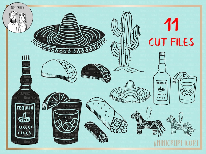 Hand drawn Mexican bundle Tacos svg taco svg Burrito svg ...