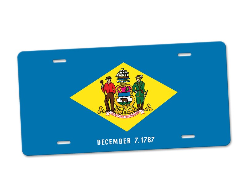 Delaware State Flag Front Auto Vanity License Plate LP1074 Etsy