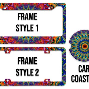 Colorful Kaleidoscope Abstract Paint Pattern - Auto License Plate Frame - LPF0003