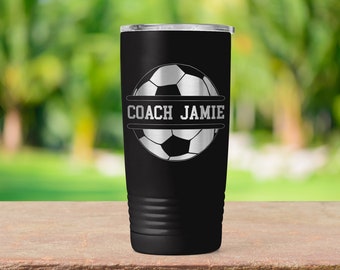 Soccer Coach Vacuum Insulated Coffee Tumbler with Lid Travel Coffee Mug Gifts for Coach Best Coach Ever Tumbler 20 oz Travel Mug ET0079