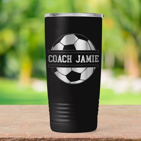 Soccer Coach Vacuum Insulated Coffee Tumbler with Lid Travel Coffee Mug Gifts for Coach Best Coach Ever Tumbler 20 oz Travel Mug ET0079