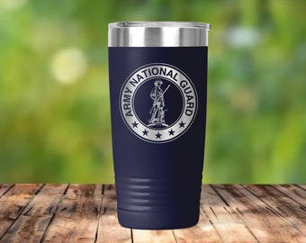 Army National Guard - Vacuum Insulated Coffee Tumbler with Lid Travel Mug Gift 20 oz Veteran Serving Father's Day Gift ET0274