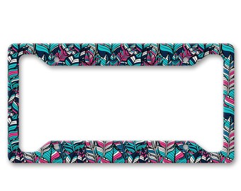 Nicokee Decorative License Plate Frame - Colorful Feather Design, Aluminum, Fits US/Canada Plates
