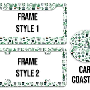 Potted Plants Print - Thick Plastic Frame - UV Printed - Auto License Plate Frame - LPF0004