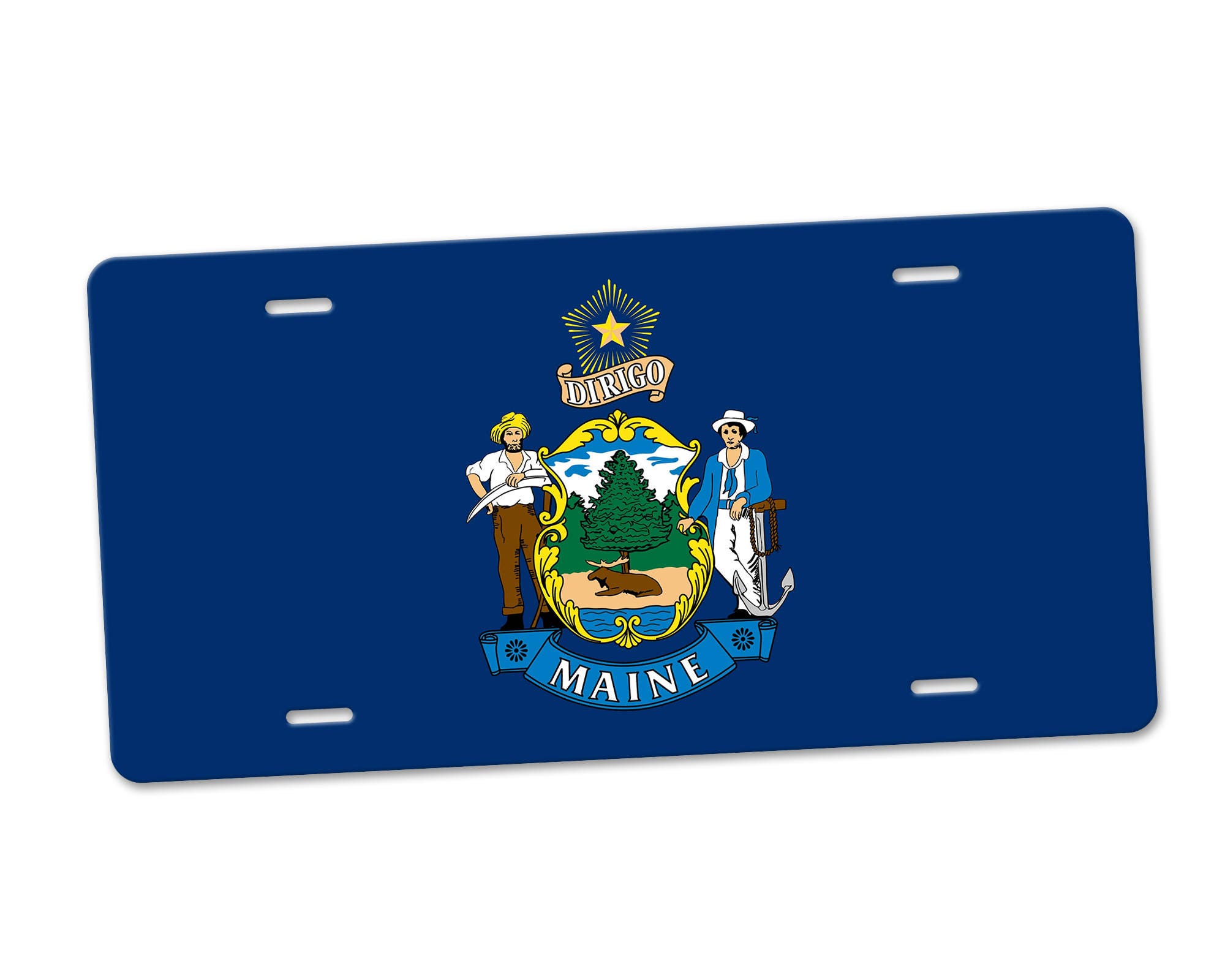 Maine State Flag Front Auto Vanity License Plate LP1085 Etsy