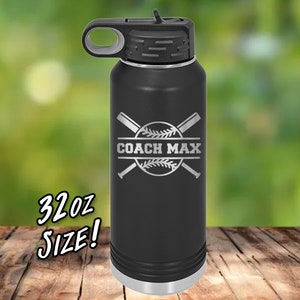 Baseball Coach - 32oz Water Bottle - Vacuum Insulated Tumbler with Screw Top Lid Travel Gifts for Coach Travel Mug EWB0002