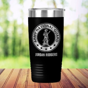 Army National Guard - Vacuum Insulated Coffee Tumbler with Lid Travel Mug Gift 20 oz Veteran Serving Father&#39;s Day Gift ET0275