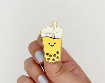 mango pin,mango enamel pin,boba enamel pin,yellow pin,bubble tea pin,yellow enamel pin,boba pin,asian food pin,tea pin,boba tea enamel pin