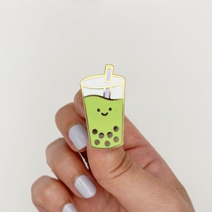 matcha enamel pin,matcha pin,boba pin,milk tea enamel pin,bubble tea pin,matcha boba,boba enamel pin,cute pins for backpacks,enamel pin cute