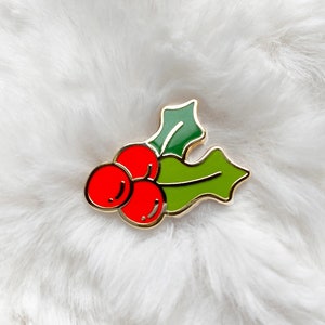 holly pin,christmas pin,christmas pin enamel,xmas pins,holiday pins,cute christmas pins,mistletoe pin,christmas enamel pin set,winter pin