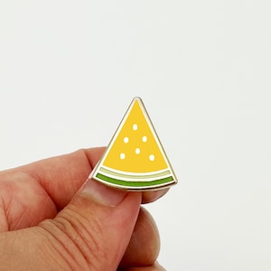 watermelon pin,fruit pin,fruit enamel pin,hard enamel pin,yellow pins,unique pins,yellow watermelon,gold enamel pin,cute pins for bags,pins