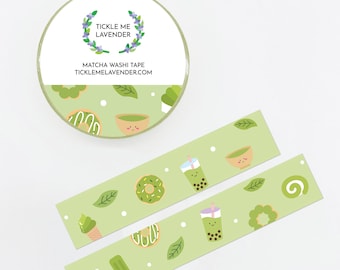cute washi tape,kawaii washi tape,matcha tea washi tape,matcha green tea,green washi tape,green washi,boba washi,leaves washi,donut washi