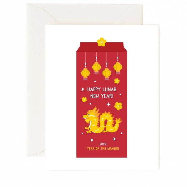 lunar new year cards dragon,happy lunar new year card,chinese new year card,red envelope dragon cute,dragon red envelope 2024,lunar new year