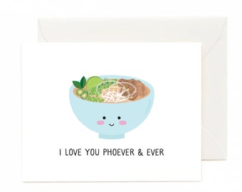 funny love card,funny anniversary card,noodle card,youre the one card,pho love,pho card,ramen card,love you card,funny love birthday card