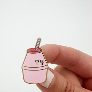 strawberry milk pins,korean milk carton,strawberry milk tea,korean enamel pin,korean pins,milk pin,cute enamel pins,drink enamel pin,pins