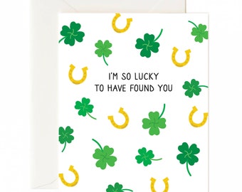 funny valentine card,funny anniversary card,lucky card,so lucky to have you,shamrock card,four leaf clover,st patricks card,anniversary card