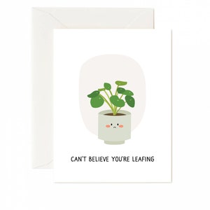 tarjeta de despedida divertida, tarjeta de despedida para compañero de trabajo, colega de tarjeta de salida, tarjeta de trabajo de salida, tarjeta de planta, tarjeta de juego de palabras de planta, te extrañaremos tarjeta